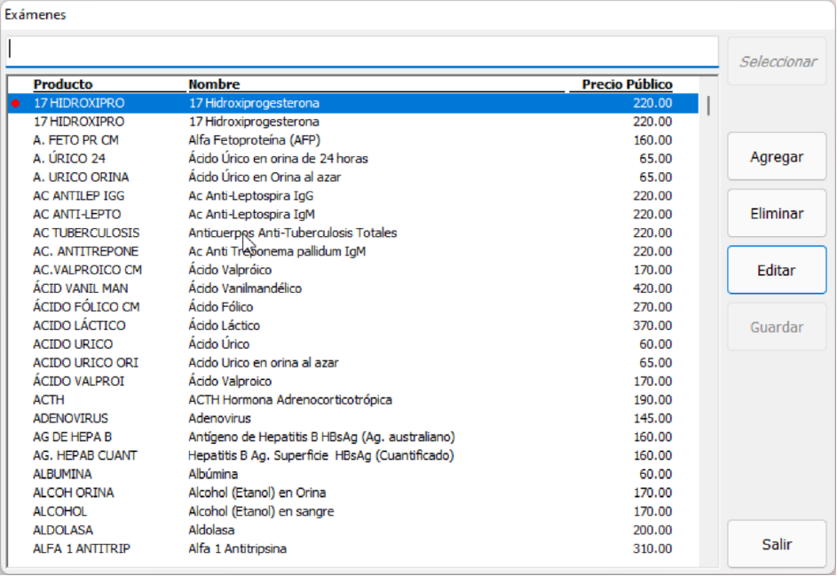 Exámenes de laboratorio