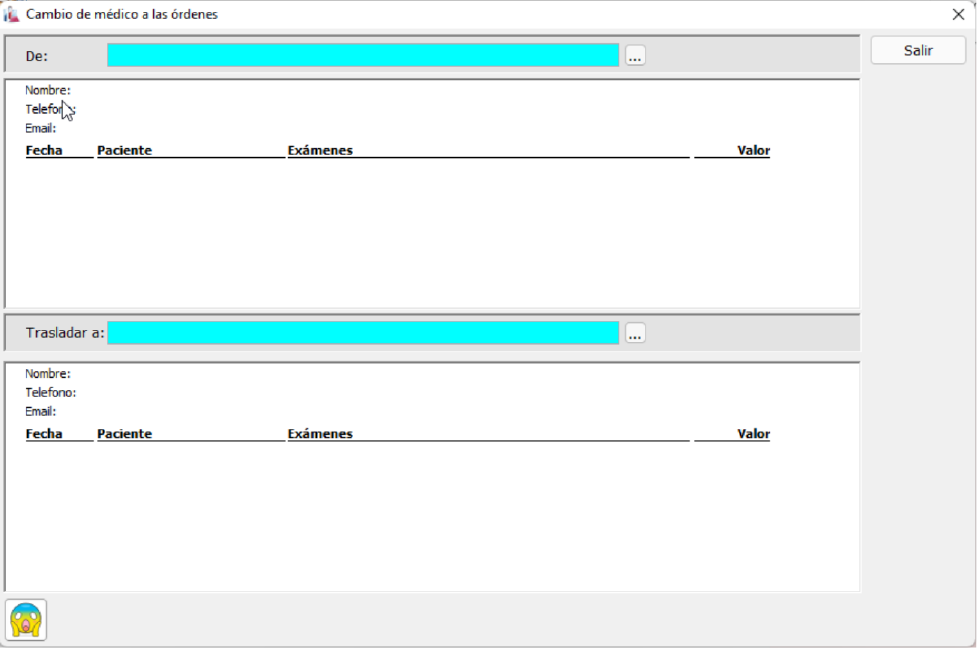 Ajustes, cambiar órdenes de un médico a otro médico