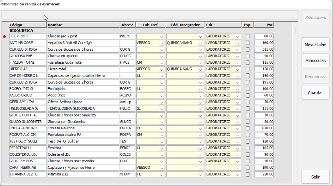 Ajustes, revisión de exámenes
