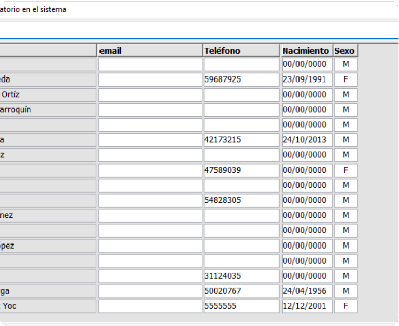 Ajustes, revisión de pacientes sin orden