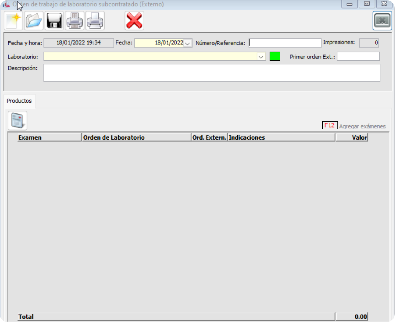 Orden de trabajo de laboratorio subcontratado (externo)