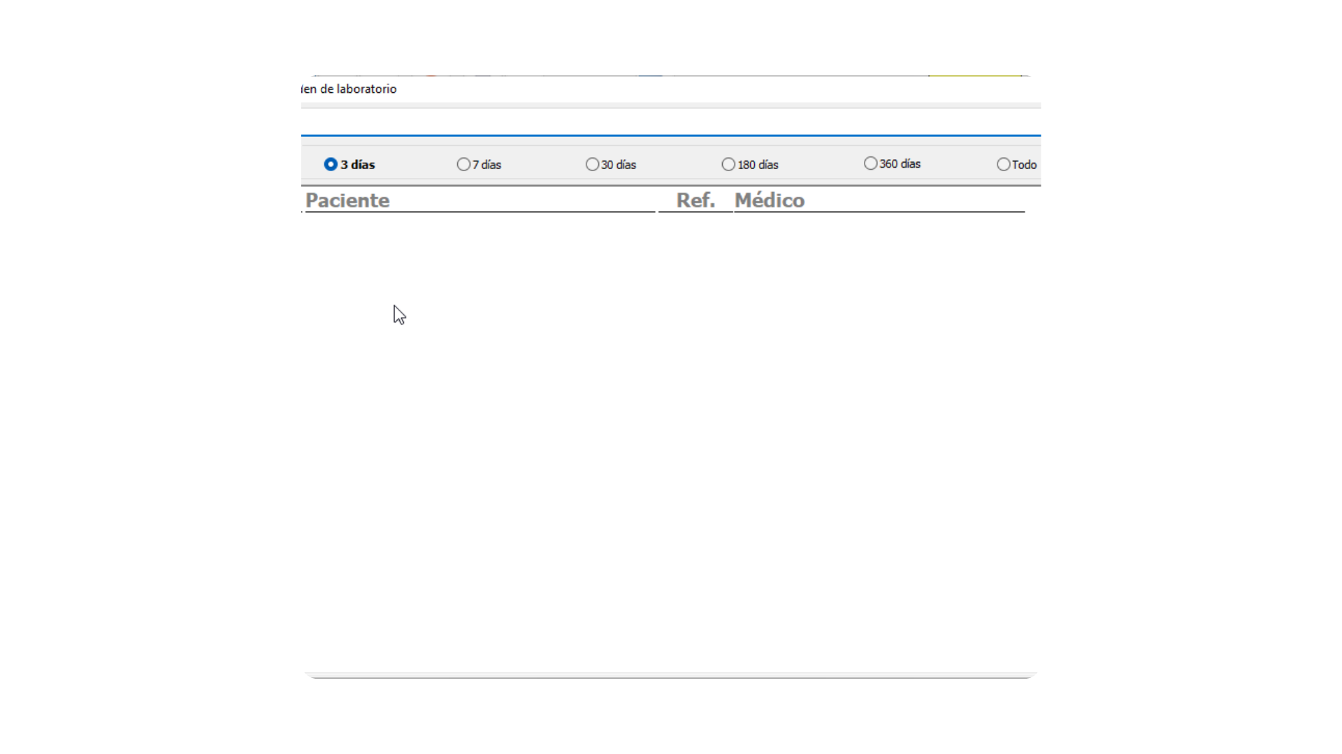 Selección de una orden de laboratorio