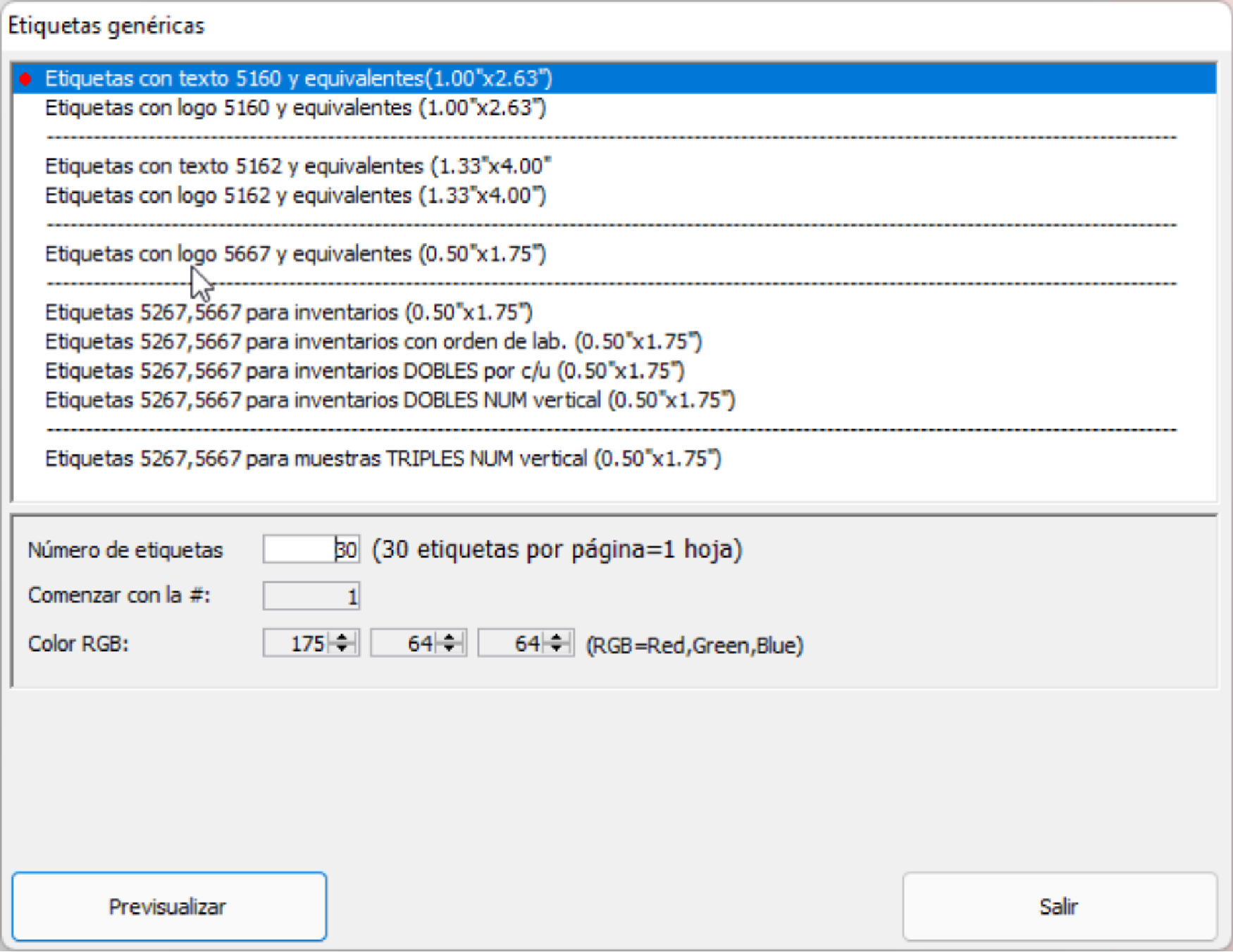 Etiquetas genéricas