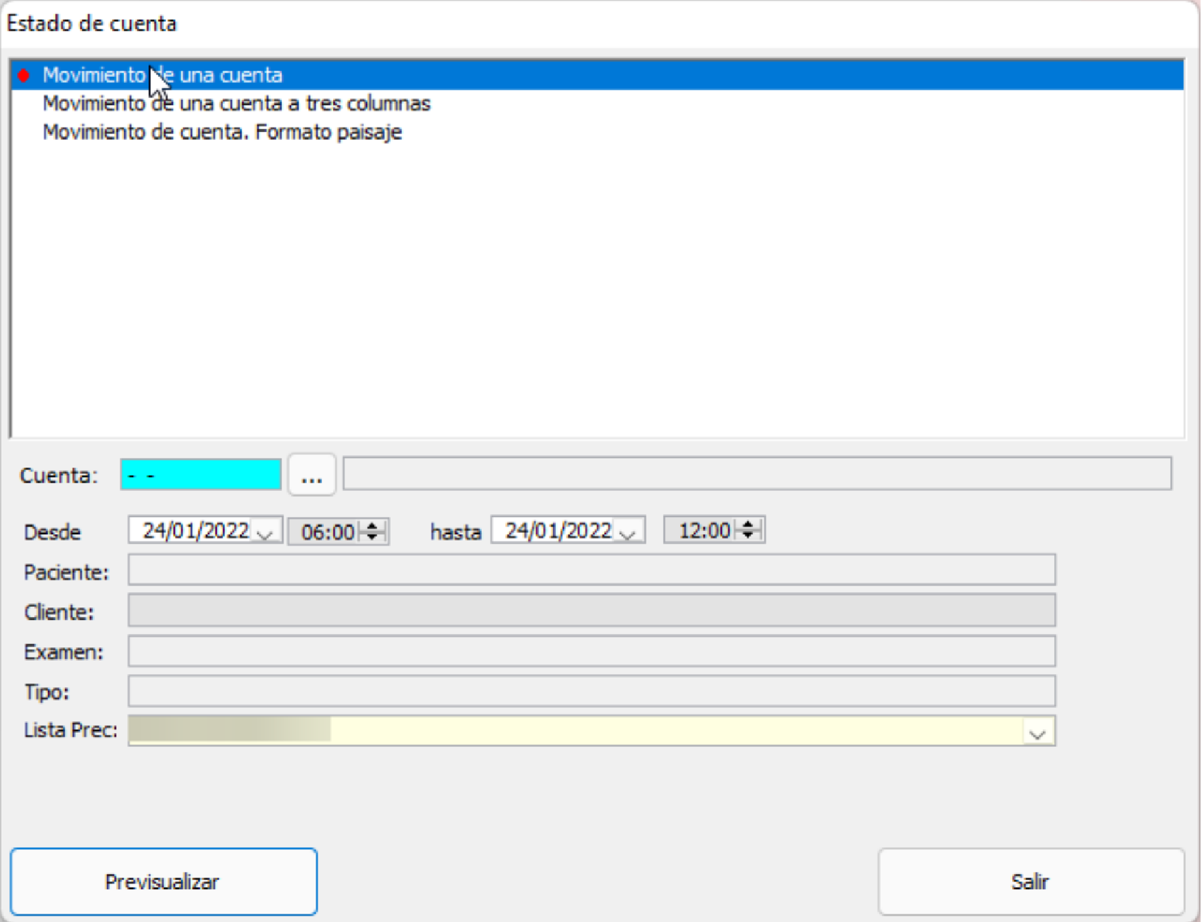 Movimientos de cuenta