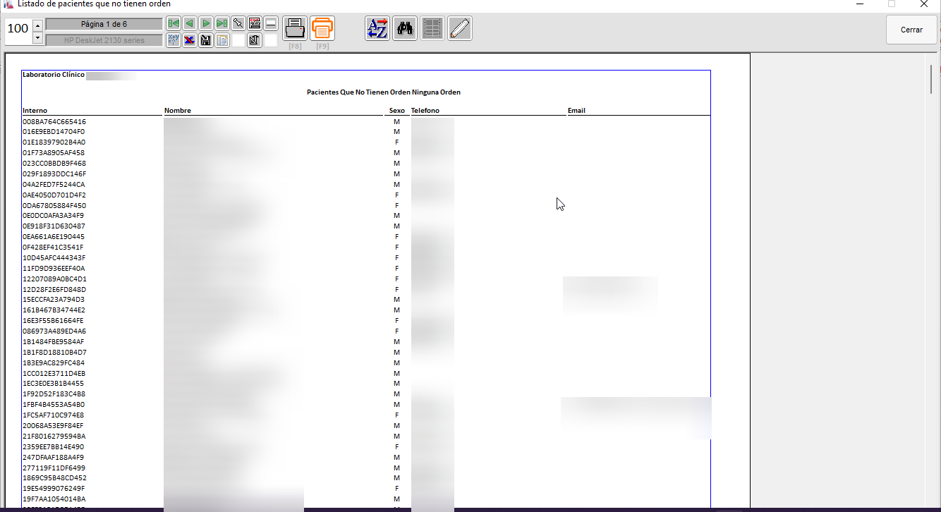 <p>Listado de pacientes que no tienen orden</p>